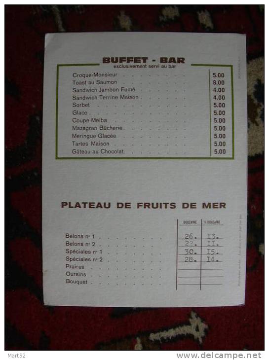 LA BUCHERIE  PARIS - Menus