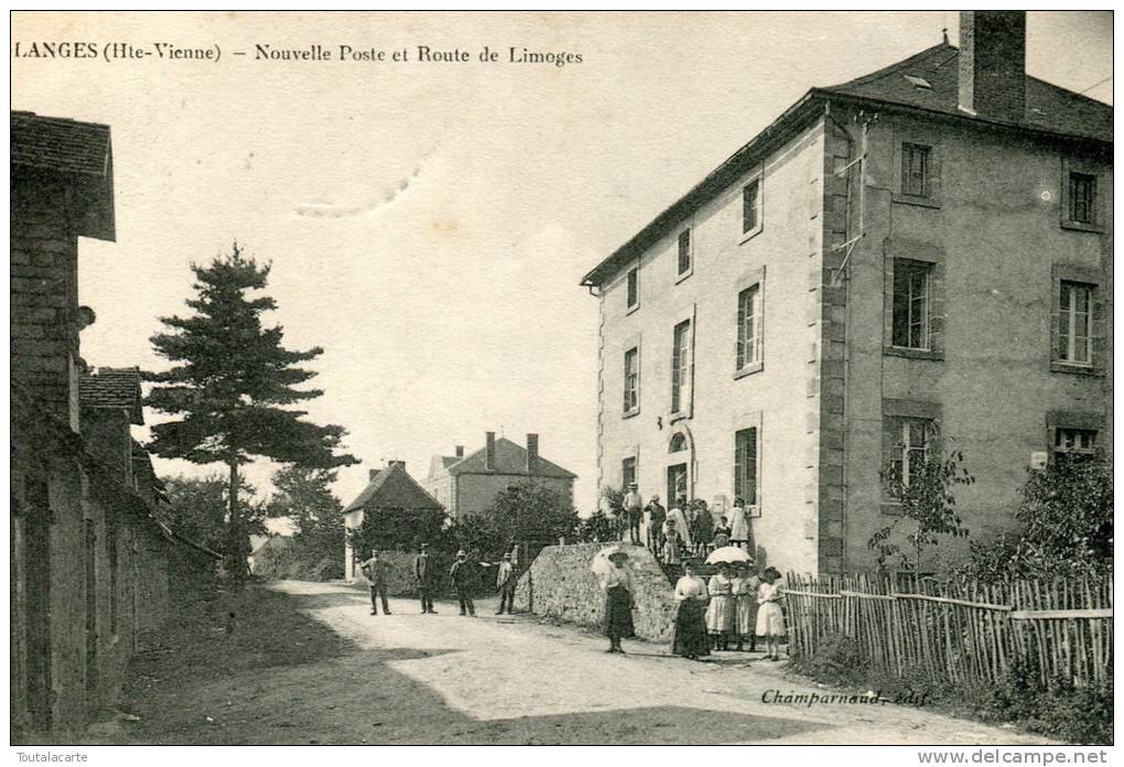 CPA 87 GLANGES NOUVELLE POSTE ET ROUTE DE LIMOGES 1916 - Autres & Non Classés