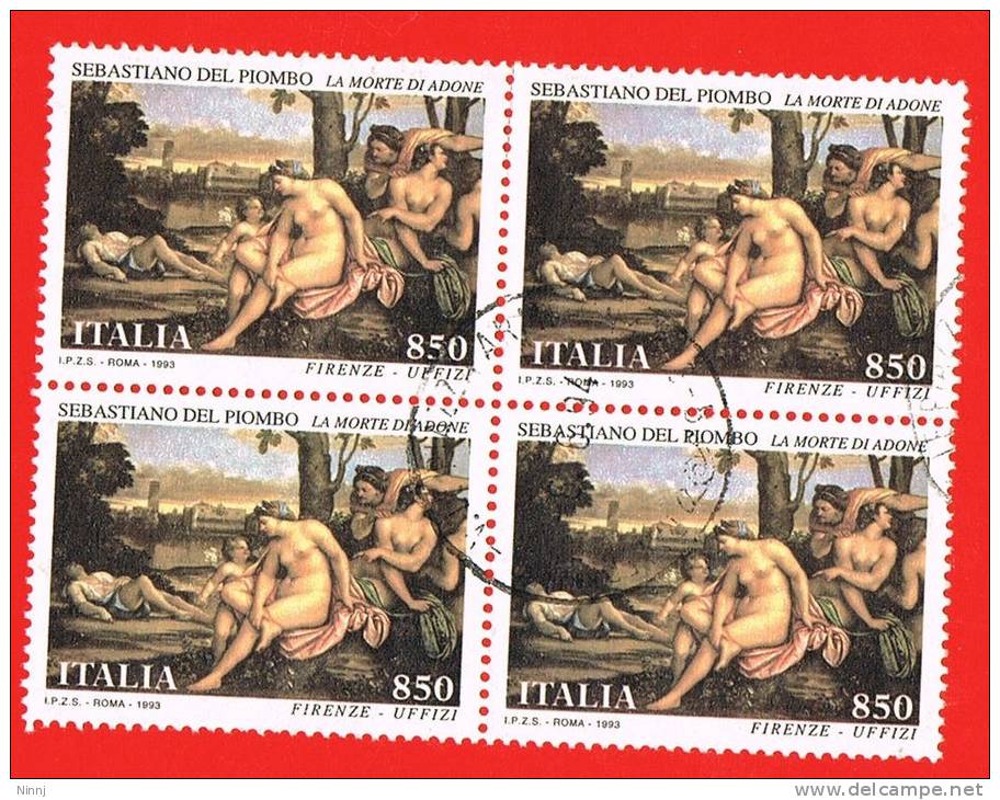 Italia 1993 Quartina £. 850 Patrimonio Artistico E Culturale Italiano. Sass. 2085 Usato Sicuro - Blocs-feuillets