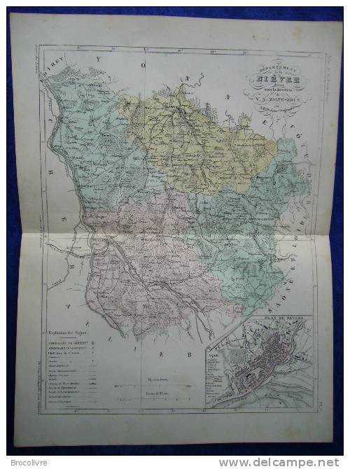 -Malte Brun-1854-Carte Géographique De La Nièvre-Plan De Nevers- - Geographical Maps