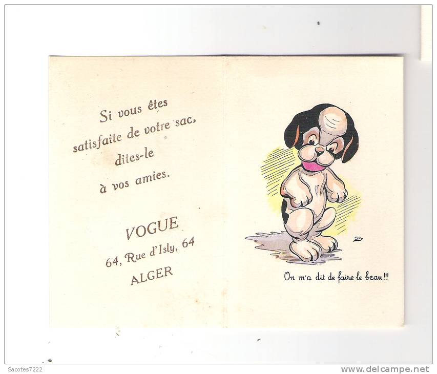 CALENDRIER  1929 ILLUSTRATION PETIT CHIEN - VOGUE  ALGER - - Petit Format : 1921-40