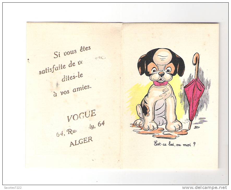 CALENDRIER  1929 ILLUSTRATION PETIT CHIEN - VOGUE  ALGER - - Petit Format : 1921-40