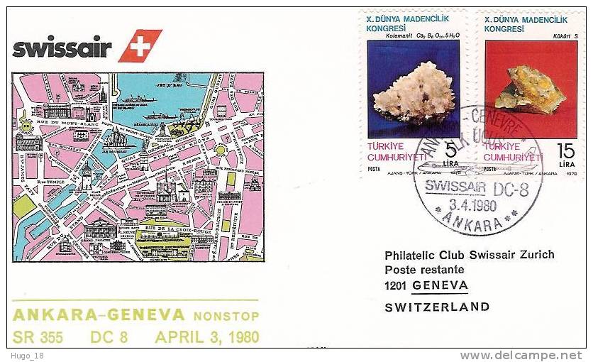 FFC  Ankara-Geneva   Swissair  1980 - FDC