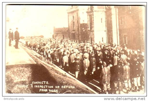 Dorset - Portland Prision, Convicts Parade &amp; Inspection On Return From Work -  Real Photo Postcard 1907 - Other & Unclassified