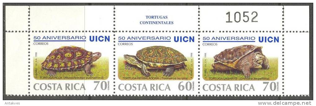 Costa Rica 1998 Turtles Set Of 3 MNH - Tortues