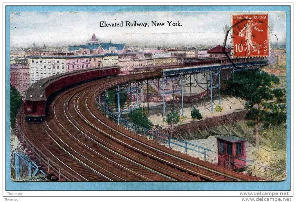 NEW YORK  -  ELEVATED  RAILWAY  -  1917  -  BELLE  CARTE  - - Transport