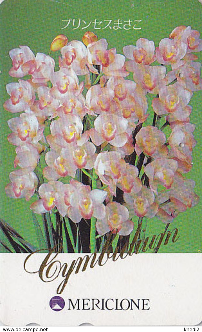 Télécarte Japon / 110-011 - Fleur ORCHIDEE - ORCHID Flower Japan Phonecard ** CYMBIDIUM ** - Blume TK - ORQUIDEA - 988 - Fleurs