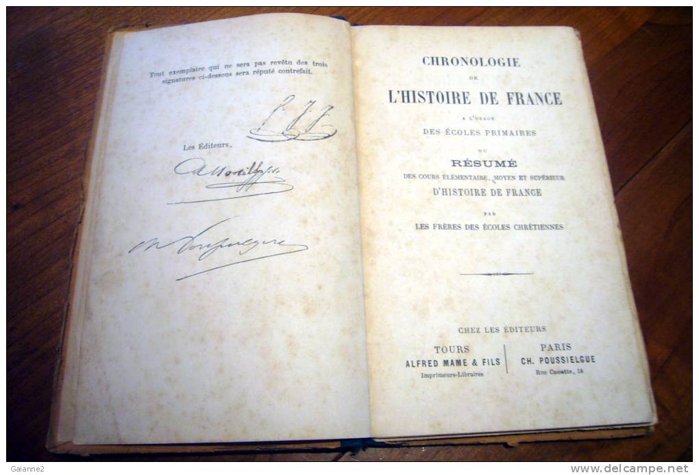 Chronologie De L´histoire De France à L´usage Des écoles Primaires Par Les Frères Des écoles Chrétiennes - 1901-1940