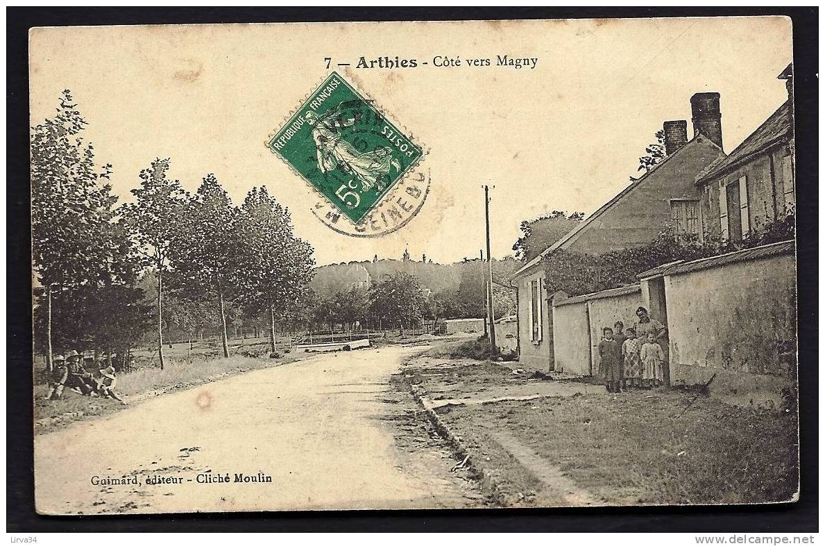 CPA  ANCIENNE- FRANCE- ARTHIES (95)- LA ROUTE VERS MAGNY- ANIMATION- - Arthies