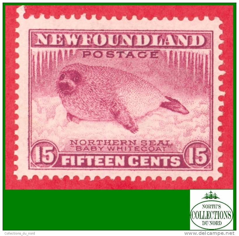 Canada Newfoundland # 195 Scott - Unitrade - Mint - 15 Cents - Harp Seal Pup - Dated: 1932-37 / Bébé Phoque - 1908-1947