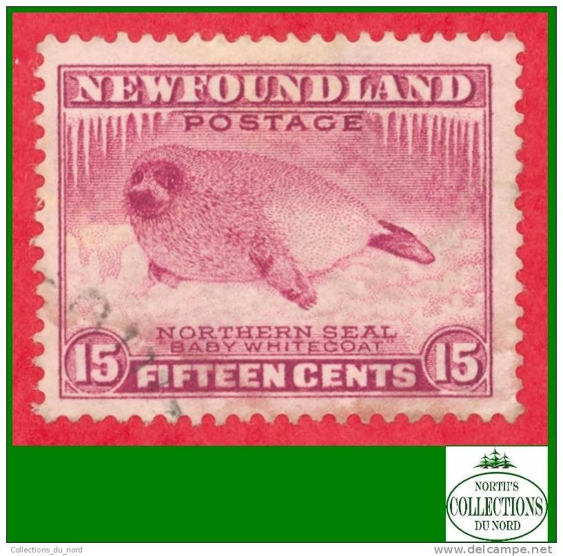 Canada Newfoundland # 195 Scott - Unitrade - O - 15 Cents - Harp Seal Pup - Dated: 1932-37 / Bébé Phoque - 1908-1947