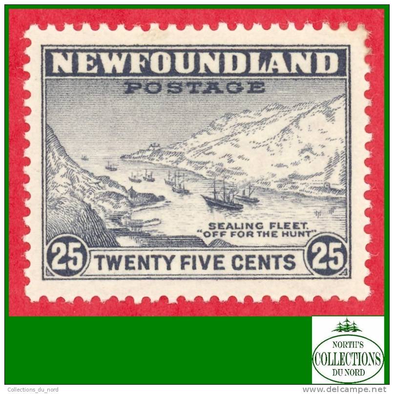 Canada Newfoundland # 197 Scott - Unitrade - Mint - 25 Cents - Sealing Fleet - Dated: 1932-37 / Bateau - 1908-1947