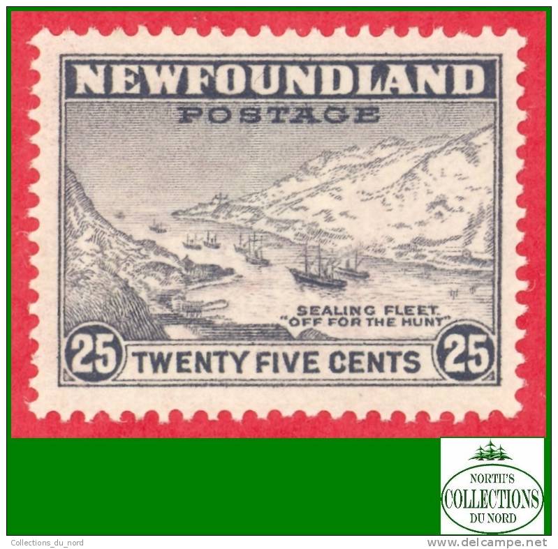 Canada Newfoundland # 197 Scott - Unitrade - Mint - 25 Cents - Sealing Fleet - Dated: 1932-37 / Bateau - 1908-1947