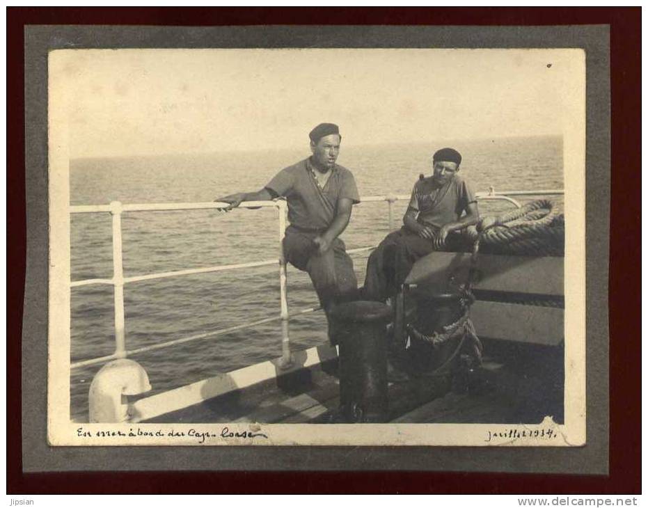 Photographie Originale Légendée Et Datée 1932 De La Corse En Mer à Bord Du Cap Corse  NW15 - Autres & Non Classés