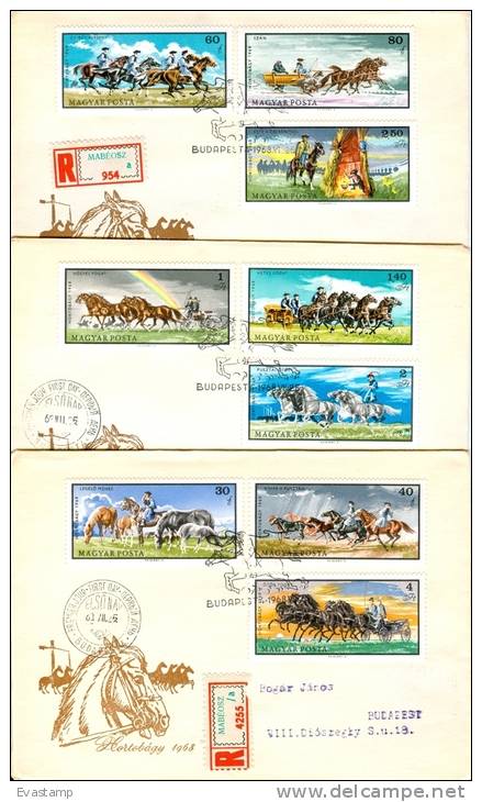 HUNGARY - 1968.FDC I.- Horse Breeding On The Hungarian Steppe(Animal) Mi 2423-2431 - FDC