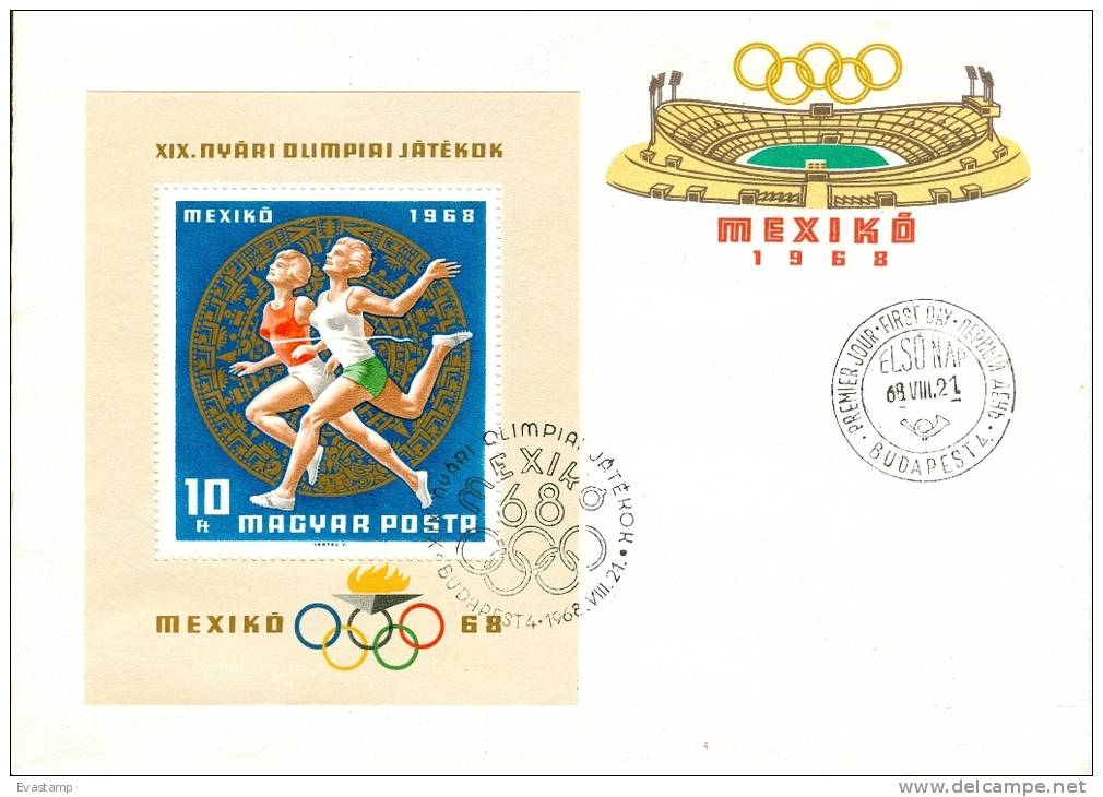 HUNGARY - 1968.FDC Sheet  I.- 19th Olympic Games,Mexico (Sport) Mi Bl.65 - FDC