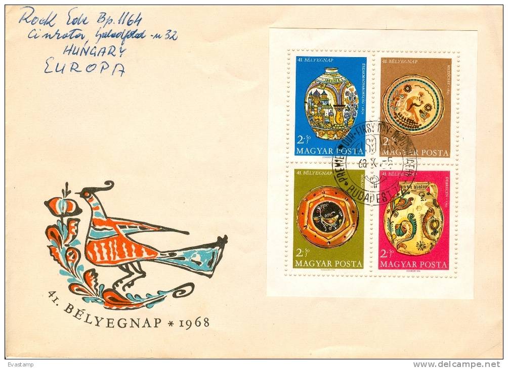 HUNGARY - 1968.FDC Sheet I.- 41st Stampday And Hungarian Earthernware(Folk Art) Mi Bl.66 - FDC