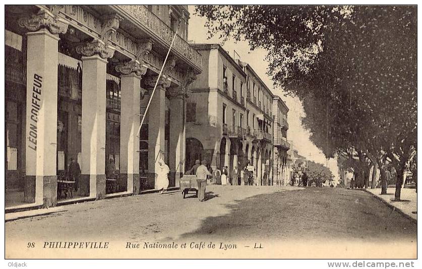 ALGERIE - PHILIPPEVILLE Rue Nationale Et Café De Lyon - Skikda (Philippeville)