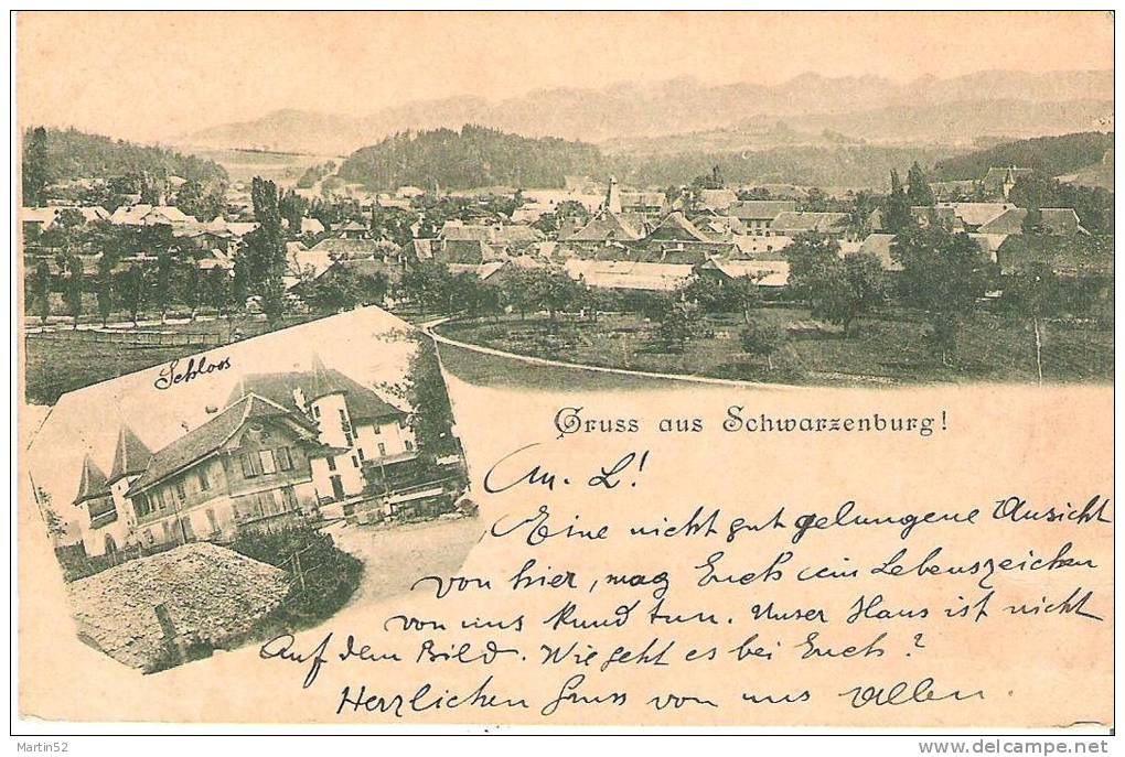 Gruss Aus Schwarzenburg Mit Stempel SCHWARZENBURG 29.VI.98 Nach Zuzwyl - Schwarzenburg