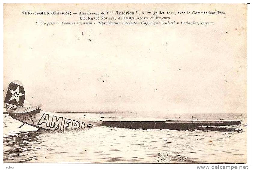 VER SUR MER AMERISSAGE "AMERICA" LE 1ER JUILLET 1927 AVEC COMMADANT BYRD PHOTO PRISE A 8H DU MATIN REF 23122 - Unfälle