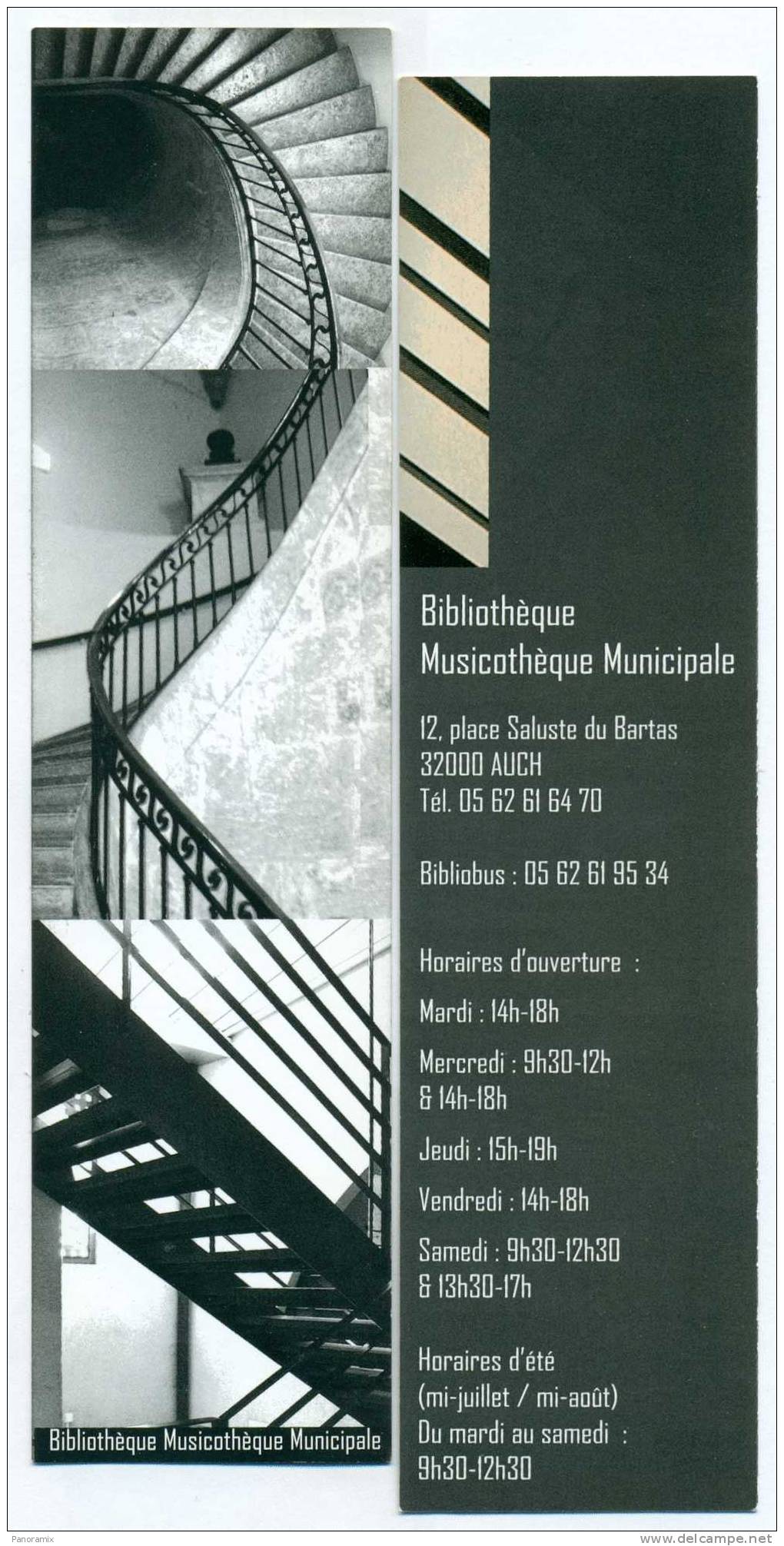 Bibliothèque  Médiathèque  Auch   "  Escaliers  "   5 X 20 Cm   Verso Gris - Marque-Pages