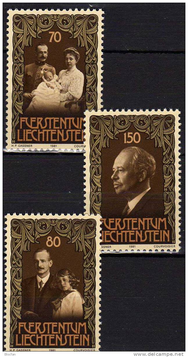 Se-tenant 75.Geburtstag 1981 Franz Josef II. Liechtenstein 770/2, 3xZD,2ER+ Block 11 ** 20€ Fürsten Familie Sheet Europa - Collections (with Albums)