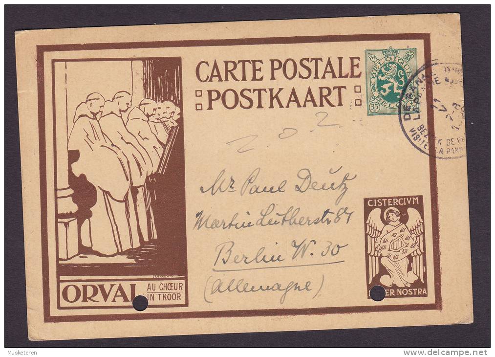 Belgium Uprated Postal Stationery Ganzsache Entier ORVAL Illustrated Postkaart LA PANNE 1929 To Germay (2 Scans) - Postkarten 1909-1934