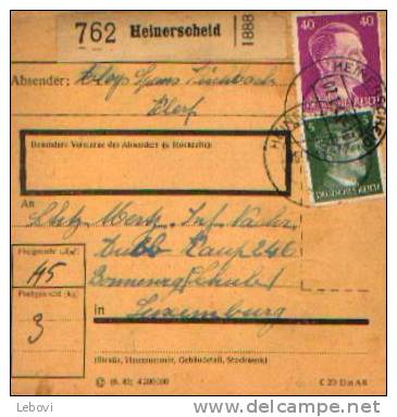 LUXEMBOURG HEINERSCHEID : Etiquette Pour Envoi De Coli (07.01.1943) - Franking Machines (EMA)