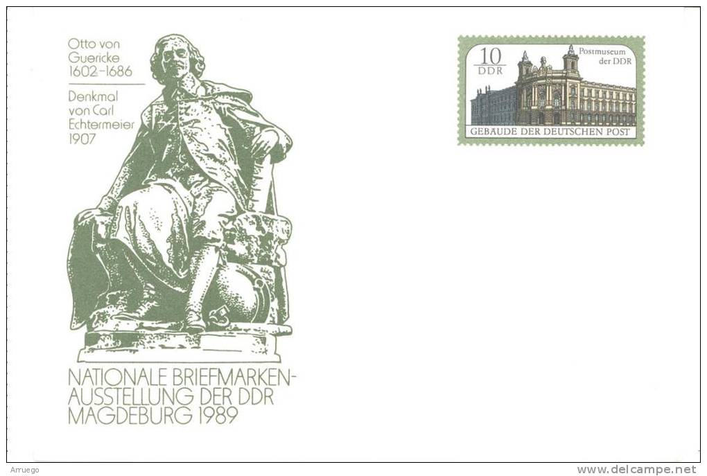 GERMANY. POSTAL STATIONARY. 1989. POSTAL MUSEUM. OTTO VON GUERICKE - Cartes Postales - Neuves