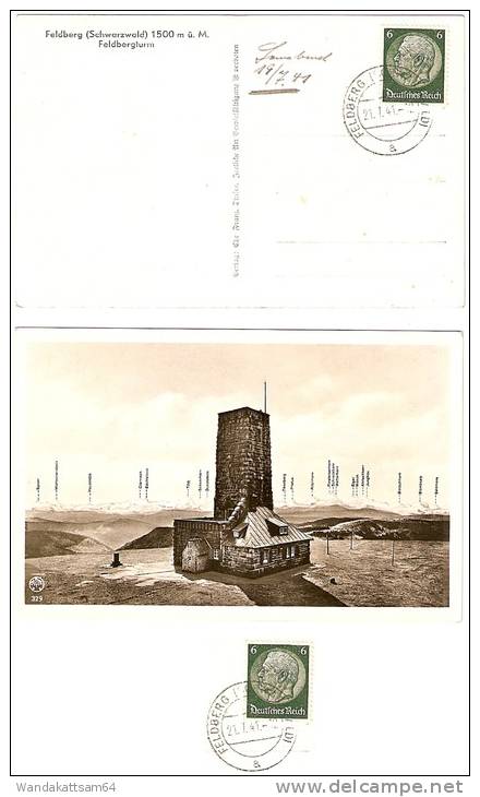 AK 329 Feldberg (Schwarzwald) 1500 M ü. M. Feldbergturm 21. 7. 41. - 12 FELDBERG (SCHWARZWALD) A Mit 1 X 6 PF DEUTSCHES - Feldberg