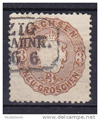 German State Sachsen 1863 Mi. 18     3 Ngr Staatswappen Im Prägedruck - Sachsen