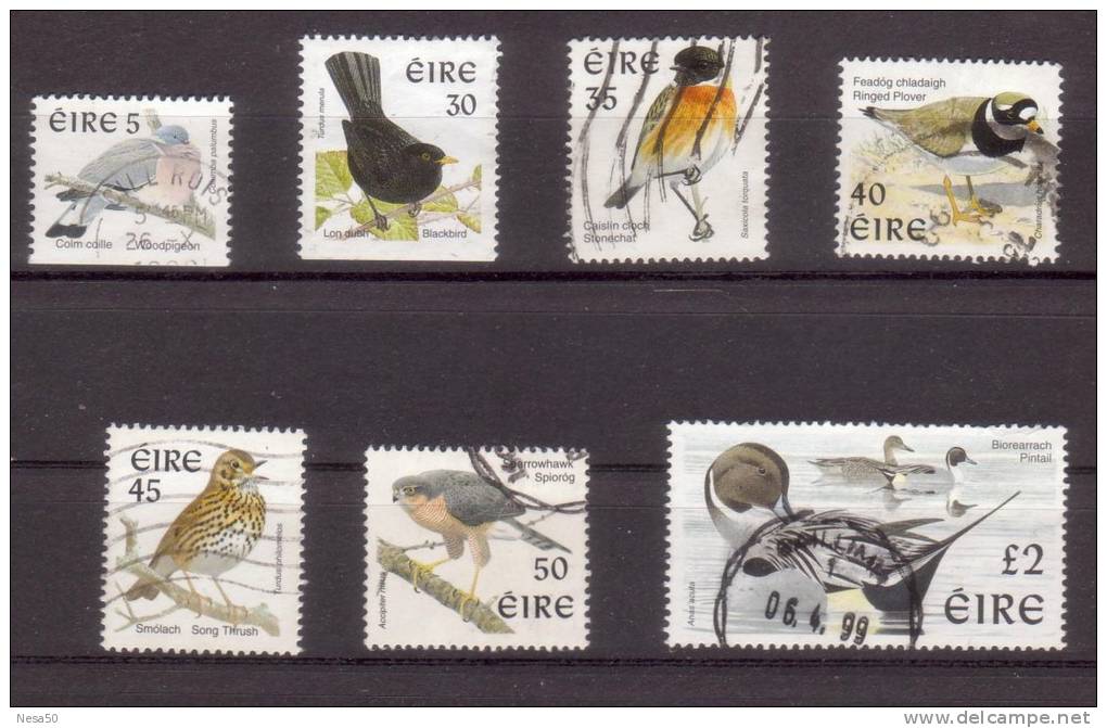 Ierland 1998 Mi  Nr 1050 -1056 Vogels. Birds, Blackbird, Thursh, Pintail - Gebruikt