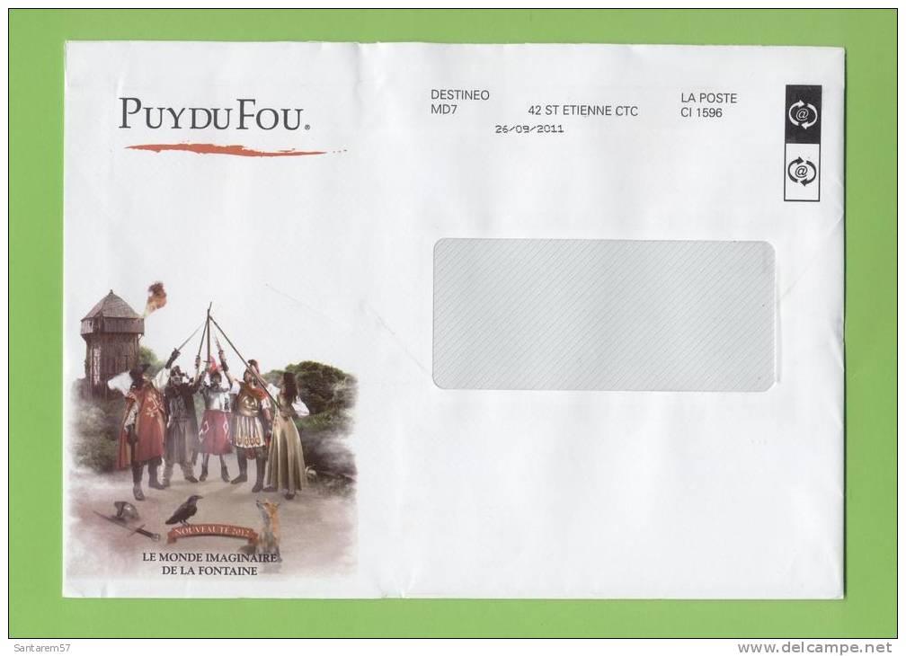 Enveloppe à Fenêtre Envelope PUY DU FOU DESTINEO 26/09/2011 FRANCE - Lettres & Documents