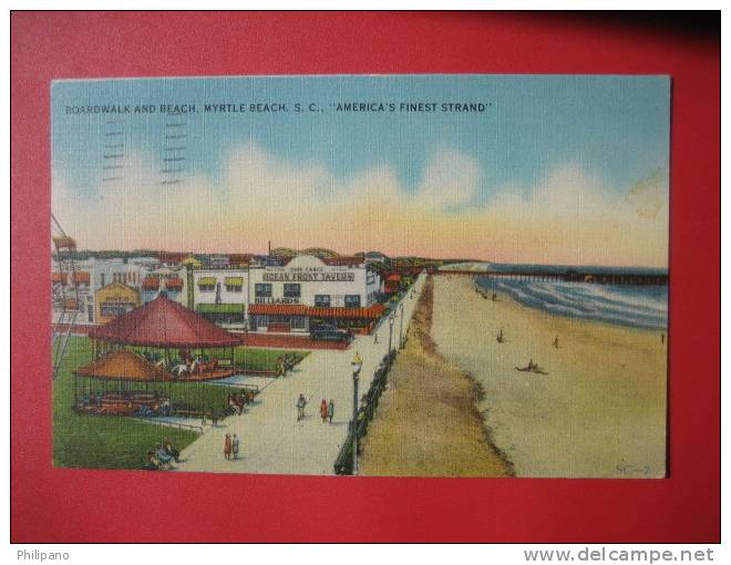 South Carolina > Myrtle Beach  Boardwalk & Beach  1946 Cancel  Linen ====   ====   ----ref   302 - Myrtle Beach