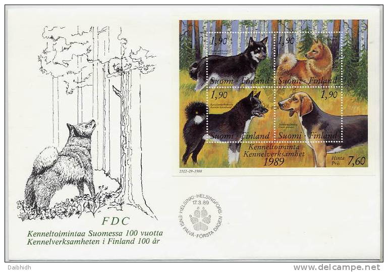 FINLAND 1989 Kennel Club Block On FDC.  Michel Block 5 - FDC