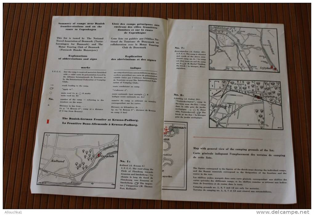 DANMARK  DANISH CAMPIMG GROUNDS  GUIDE TOURISTIQUE PHOTOS RENSEIGNEMENTS   ANNEE 1953 - Europa