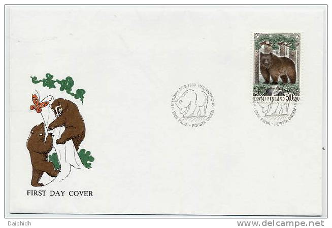 FINLAND 1989 Brown Bear 50 Mk. On FDC.  Michel 1090 - FDC