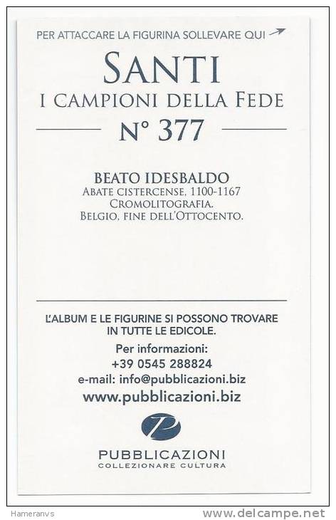 Figurina Adesiva - Beato Idesbaldo N. 377 Per Collezionisti Dei Santi - I Campioni Della Fede - Religion & Esotérisme