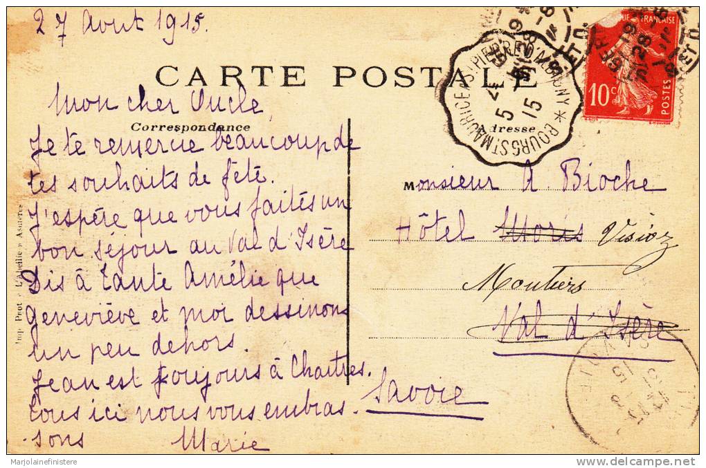 Dép. 78 - Forêt De SAINT-GERMAIN. Voyagée 1915. Marcophilie. Ed. L'Abeille, Asnières N°17 - St. Germain En Laye