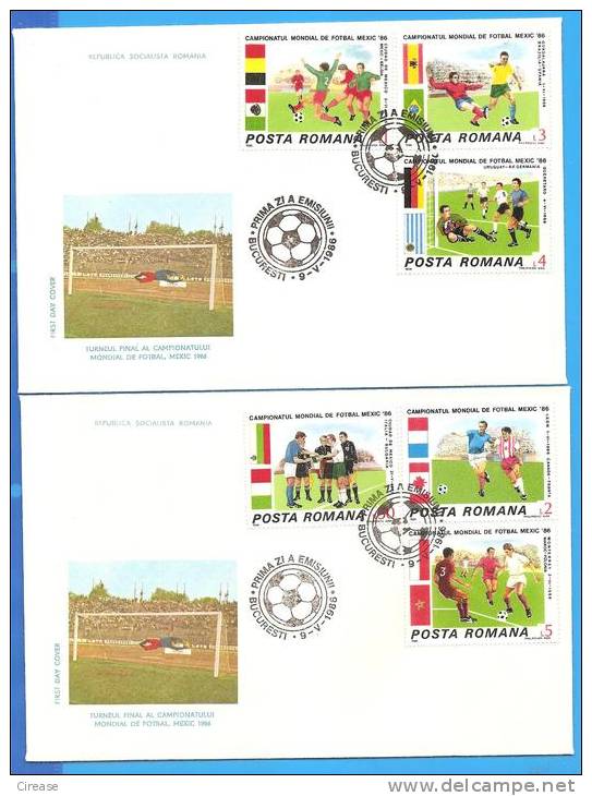 World Cup Soccer Mexique1986. Romania FDC 2X First Day Cover - 1986 – México