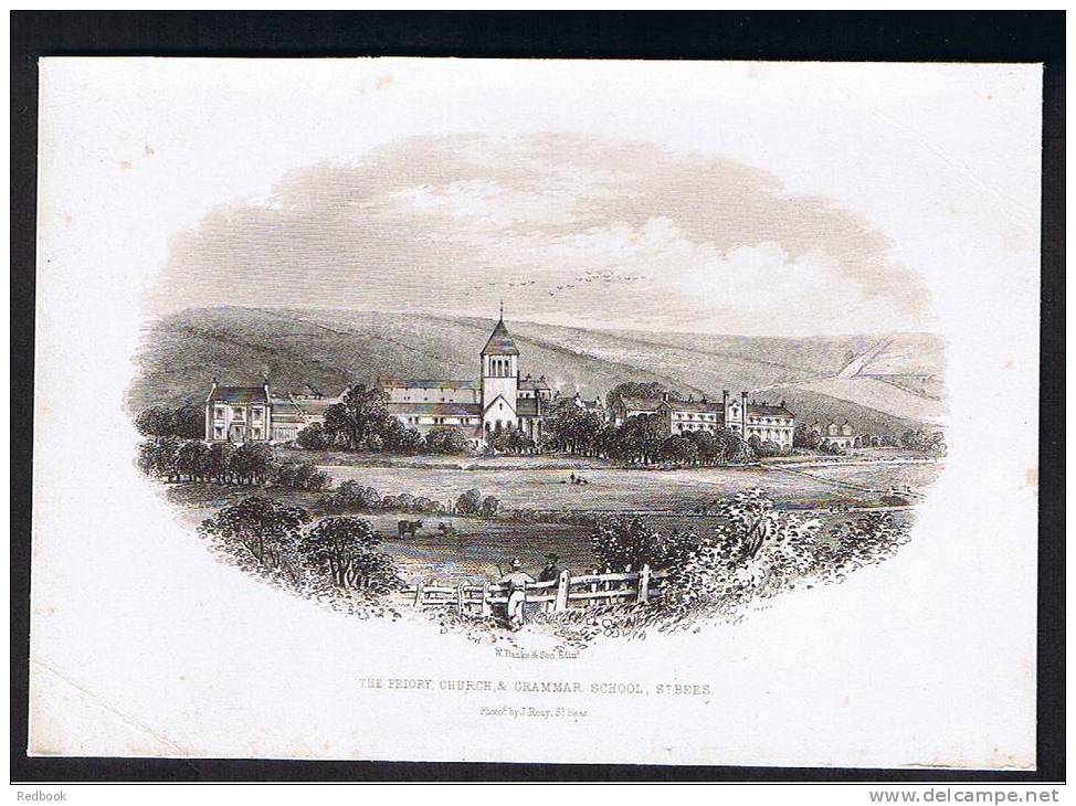 RB 775 - Early Victorian Print Of Engraving - The Priory Church &amp; Grammar School St Bees - Cumbria Cumberland - Unclassified