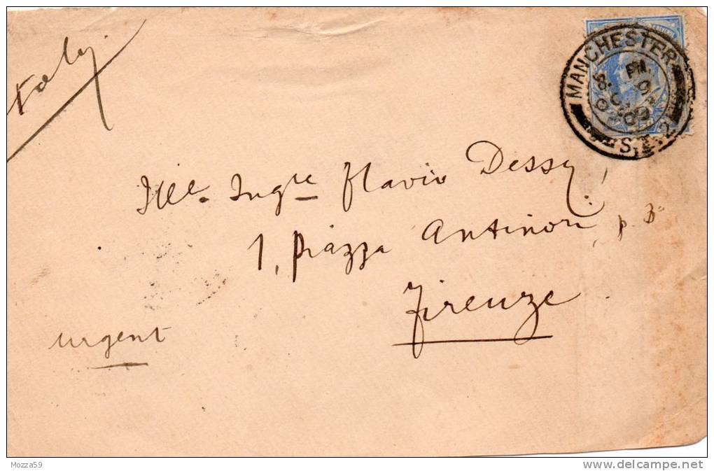 Great Britain 1909, Envelope Front To FIRENZE, Italy. Manchester Postmark, Interesting - Covers & Documents