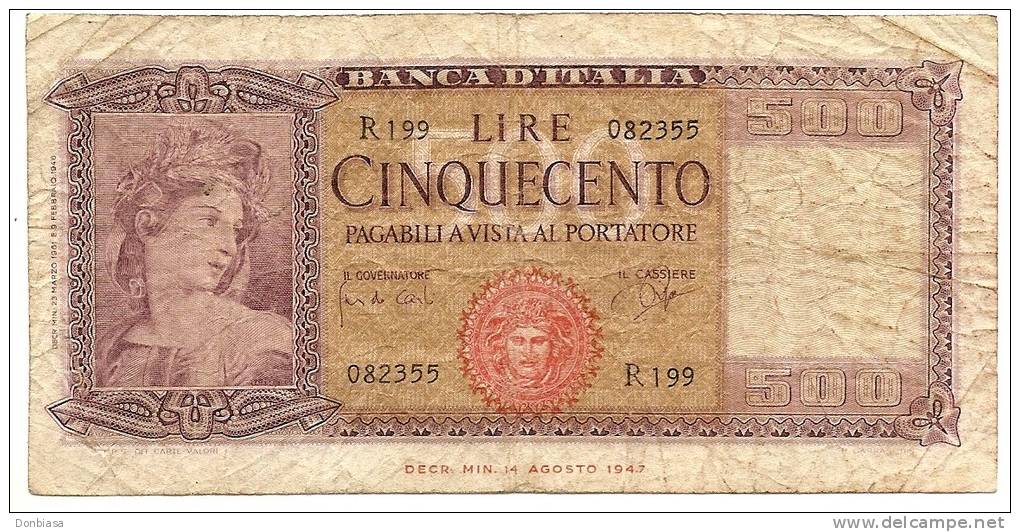 500 Lire Italia 23/03/1961 (NON COMUNE) - 500 Lire