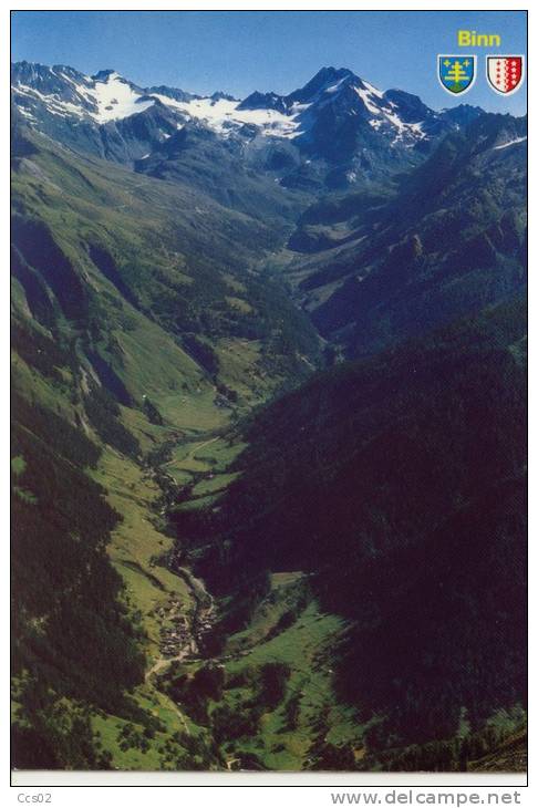 Binntal, Blick Vom Breithorn Mit Binn, Giessen Und Imfeld - Binn