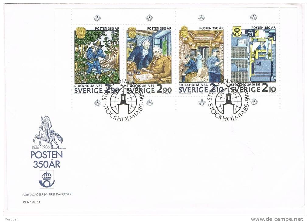 F.D.C. Stockholm (suecia) 1986.  350 Aniversario Correos - FDC