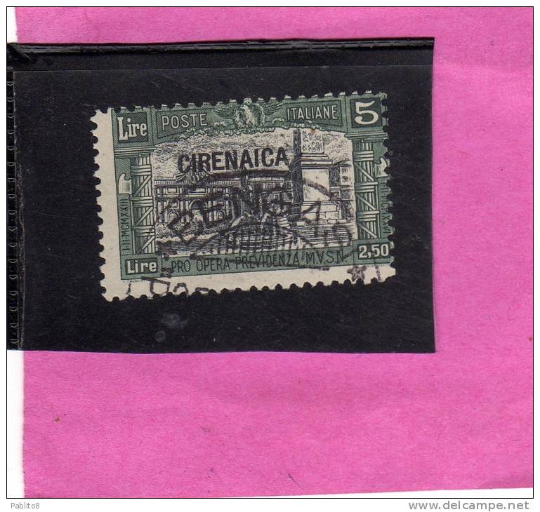 CIRENAICA 1927 MILIZIA I  L. 5 + 2,50 TIMBRATO - Cirenaica