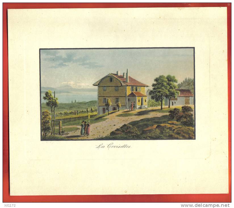 AA03 Ancienne Reproduction De Gravure Weiss 1829,Les Croisettes, Commune De Lausanne- Epalinges,Vaud, Suisse. - Estampes & Gravures