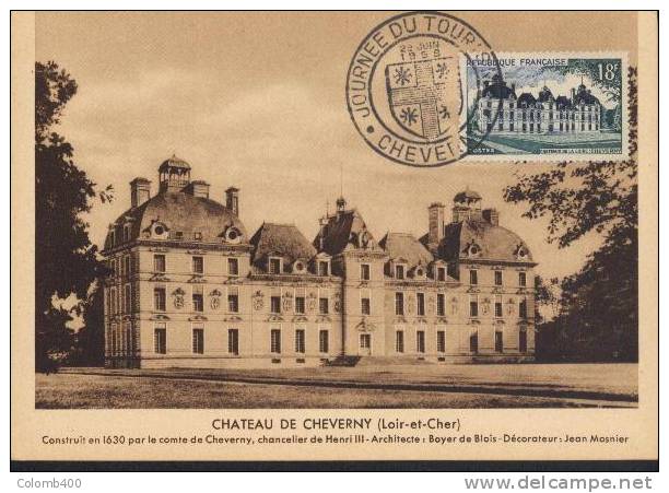 Chateau De CHEVERNY - Obliteration Journee Du Tourisme Cheverny / Blason  Carte Maximum  France - Castles