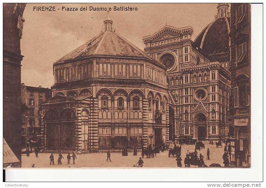 Firenze - Piazza Del Duomo E Battistero - Formato Piccolo - Non Viaggiata - Animata - Firenze