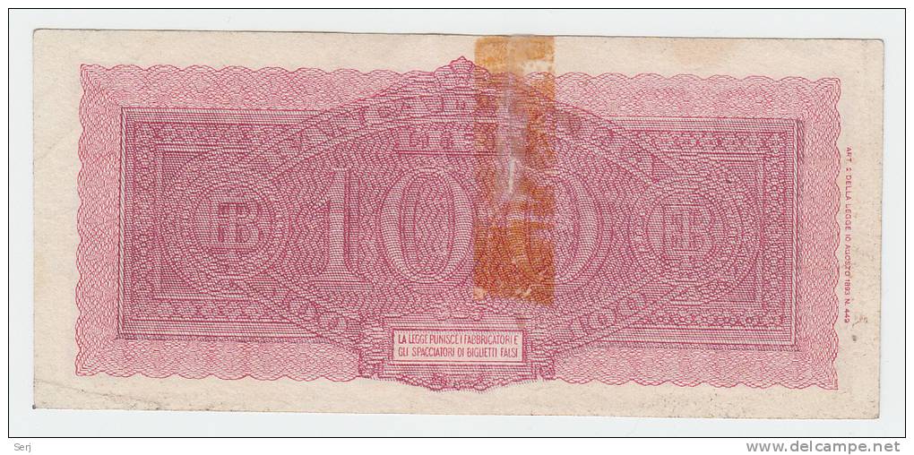 Italy 100 Lire 1944 P 75a 75 A - 100 Liras